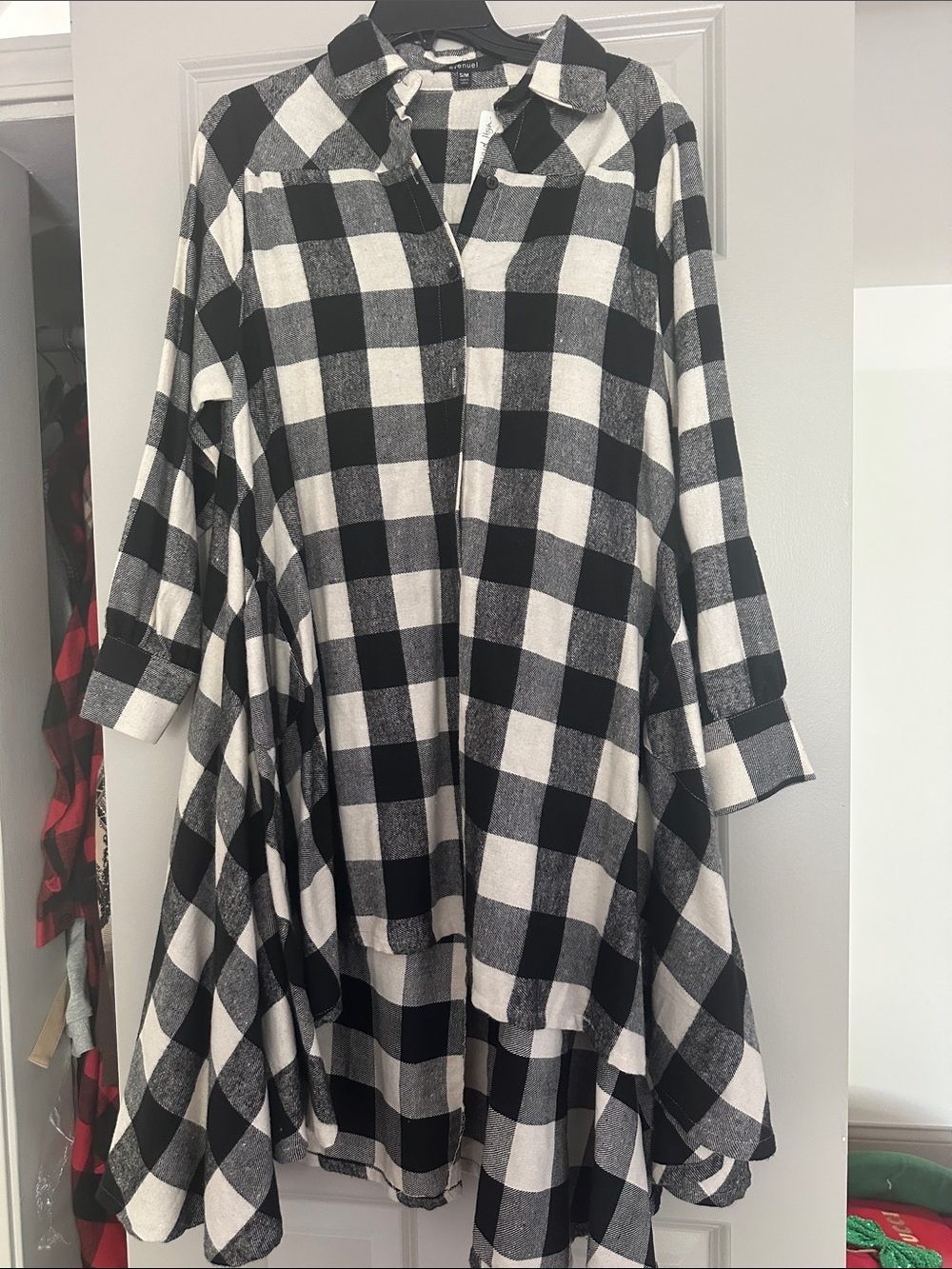 Black and White Buffalo Check Flannel Tunic